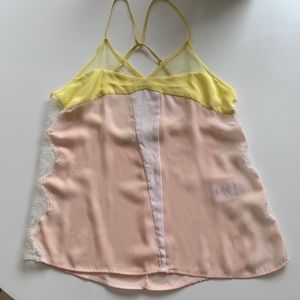 Senso pink and yellow cami w/ lace sides